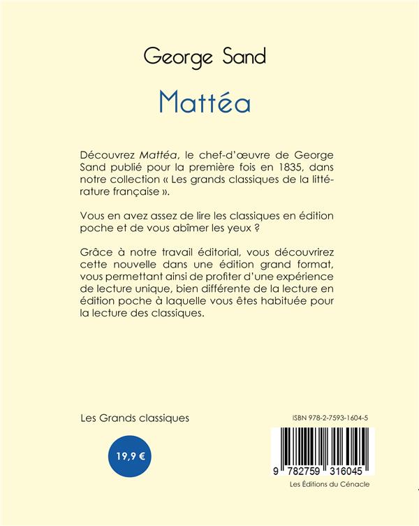 Quatrième de couverture de « Mattéa »