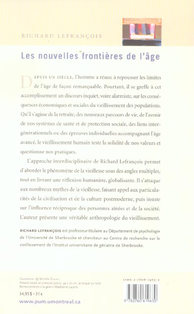 Quatrième de couverture de « LES NOUVELLES FRONTIERES DE L'AGE »