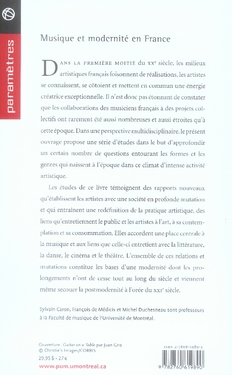 Quatrième de couverture de « MUSIQUE ET MODERNITE EN FRANCE »