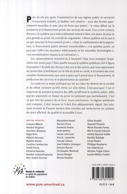 Quatrième de couverture de « LE PRIVE DANS LA SANTE - LES DISCOURS ET LES FAITS »
