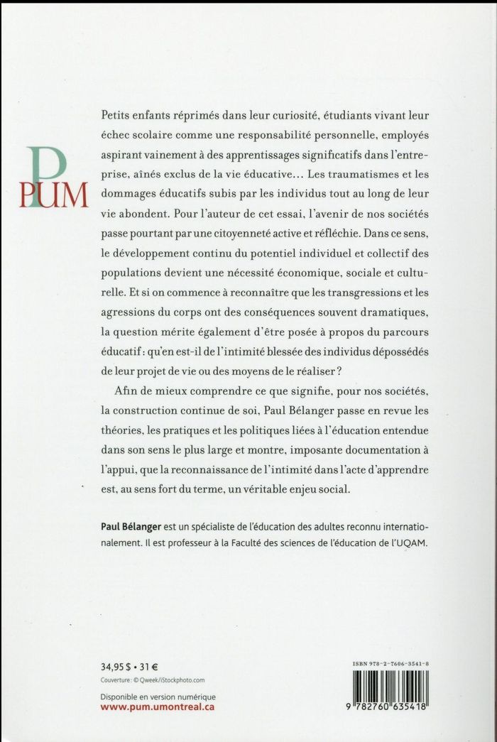 Quatrième de couverture de « PARCOURS EDUCATIFS - CONSTRUCTION DE SOI ET TRANSFORMATION SOCIALE »