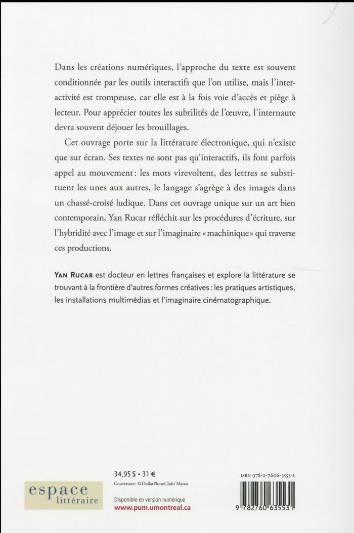 Quatrième de couverture de « LA LITTERATURE ELECTRONIQUE - UNE TRAVERSEE ENTRE LES SIGNES »
