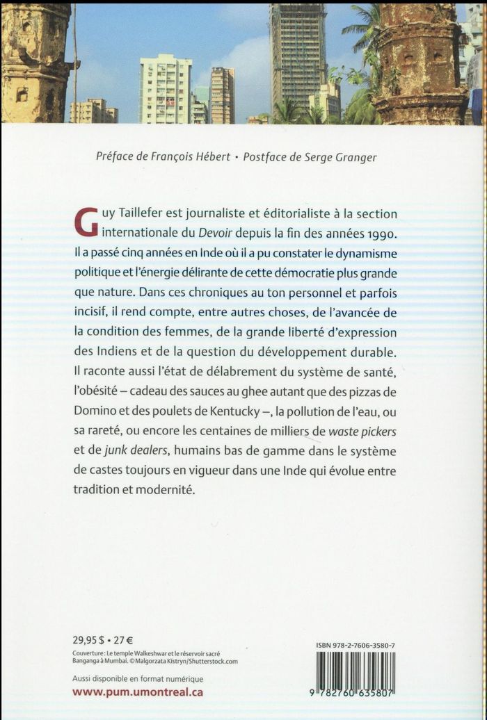 Quatrième de couverture de « L'INDE DANS TOUS SES ETATS »