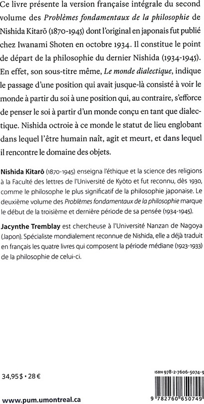 Quatrième de couverture de « Problèmes fondamentaux de la philosophie »