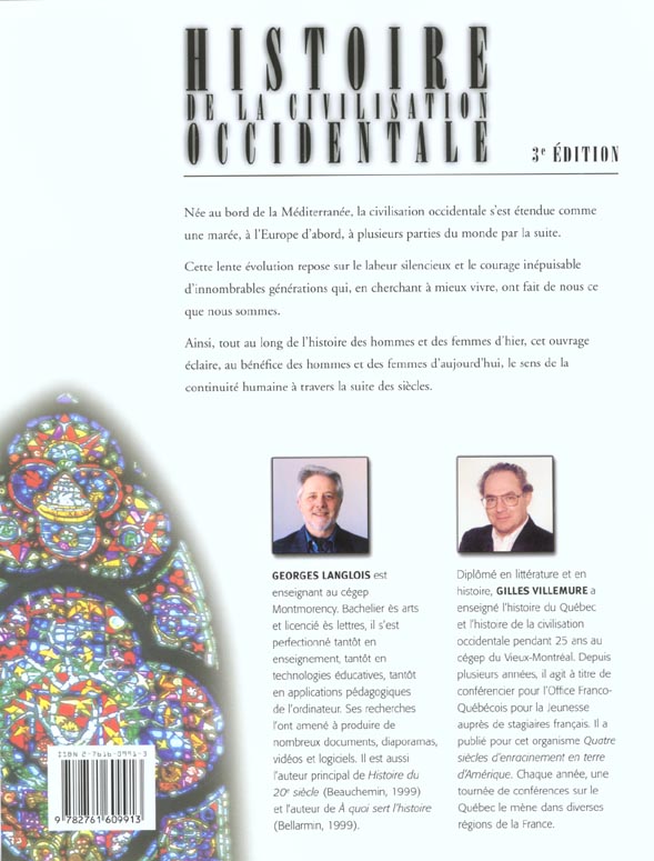 Quatrième de couverture de « HISTOIRE DE LA CIVILISATION OCCIDENTALE »