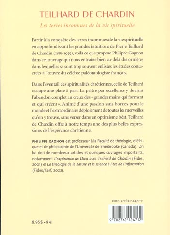 Quatrième de couverture de « TEILHARD DE CHARDIN »