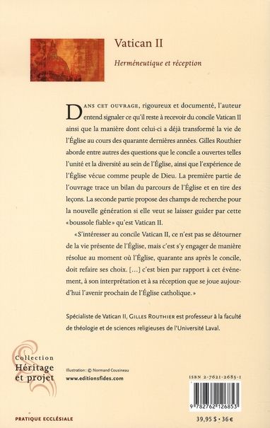 Quatrième de couverture de « VATICAN II HERMENEUTIQUE ET RECEPTION »