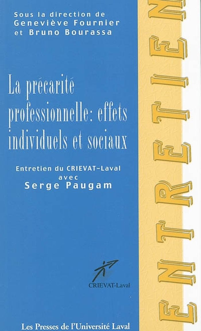Couverture du livre « LA PRECARITE PROFESSIONNELLE. EFFETS INDIVIDUELS ET SOCIAUX » de Genevieve Fournier, librairie Les Contes Infusés à Corte