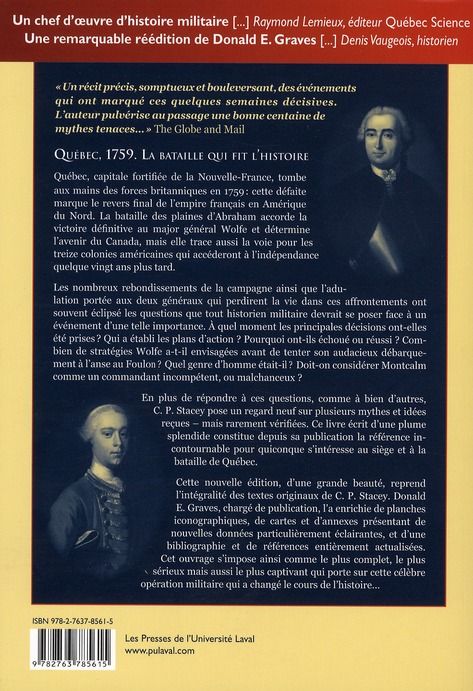 Quatrième de couverture de « QUEBEC, 1759 : LE SIEGE DE LA BATAILLE »