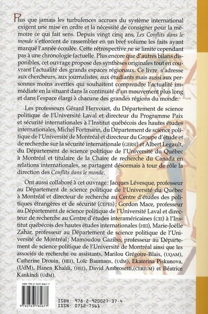 Quatrième de couverture de « LES CONFLITS DANS LE MONDE 2007 »