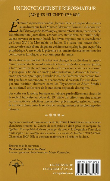 Quatrième de couverture de « UN ENCYCLOPEDISTE REFORMATEUR. JACQUES PEUCHET (1758-1830) »
