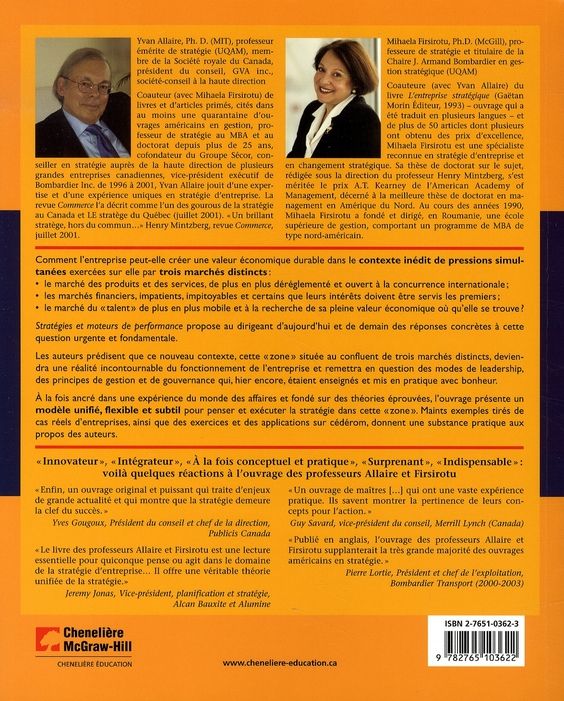 Quatrième de couverture de « STRATEGIES ET MOTEURS DE PERFORMANCE LES DEFIS ET LES ROUAGES DU LEADERSHIP STRATEGIQUE »