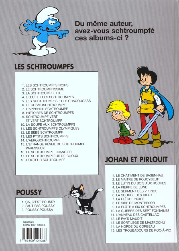 Quatrième de couverture de « LES SCHTROUMPFS - TOME 1 - LES SCHTROUMPFS NOIRS »