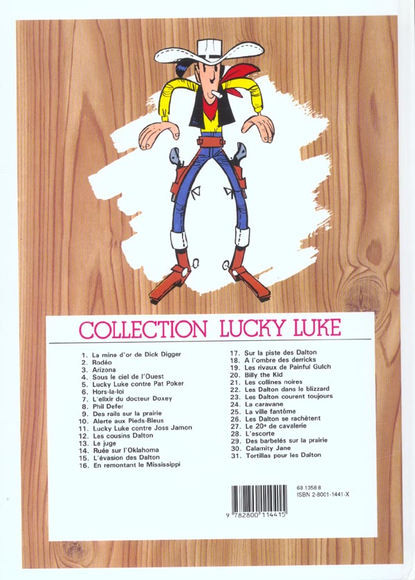 Quatrième de couverture de « LUCKY LUKE - TOME 1 - LA MINE D'OR DE DICK DIGGER »