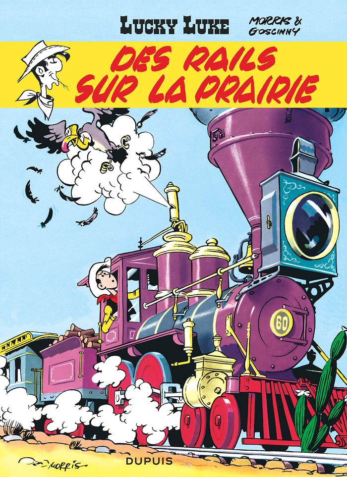 Couverture du livre « LUCKY LUKE - TOME 9 - DES RAILS SUR LA PRAIRIE » de Morris/goscinny, librairie Les Contes Infusés à Corte