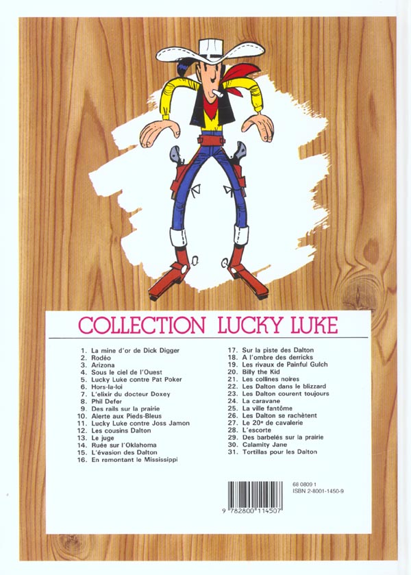 Quatrième de couverture de « LUCKY LUKE - TOME 10 - ALERTE AUX PIEDS-BLEUS »