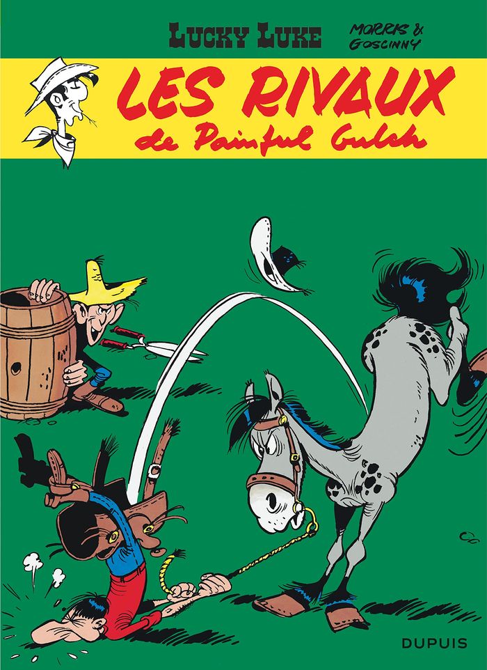 Couverture du livre « LUCKY LUKE - TOME 19 - LES RIVAUX DE PAINFUL GULCH » de Morris/goscinny, librairie Les Contes Infusés à Corte