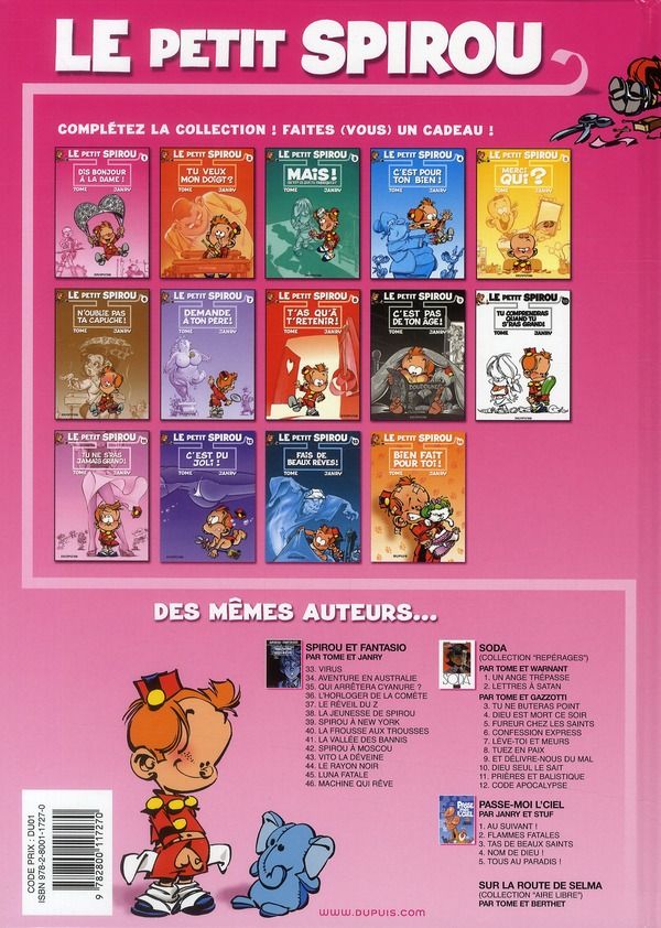 Quatrième de couverture de « LE PETIT SPIROU - TOME 1 - DIS BONJOUR A LA DAME ! »