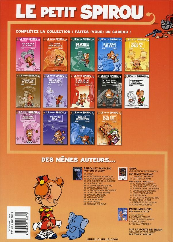 Quatrième de couverture de « LE PETIT SPIROU - TOME 2 - TU VEUX MON DOIGT ? »