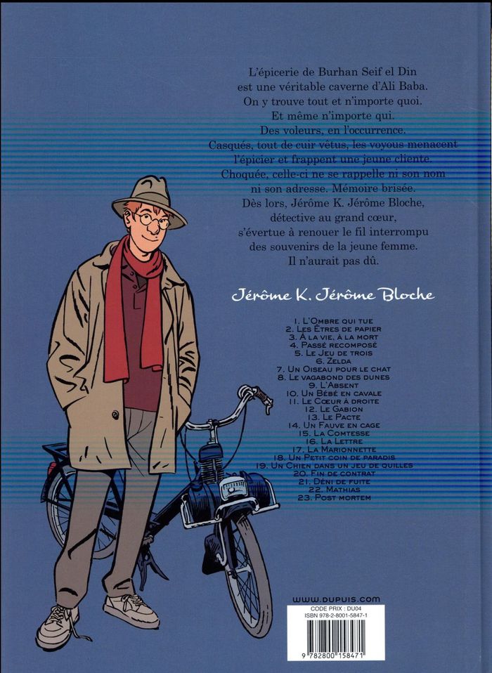 Quatrième de couverture de « JEROME K. JEROME BLOCHE - TOME 14 - UN FAUVE EN CAGE - NOUVELLE EDITION »