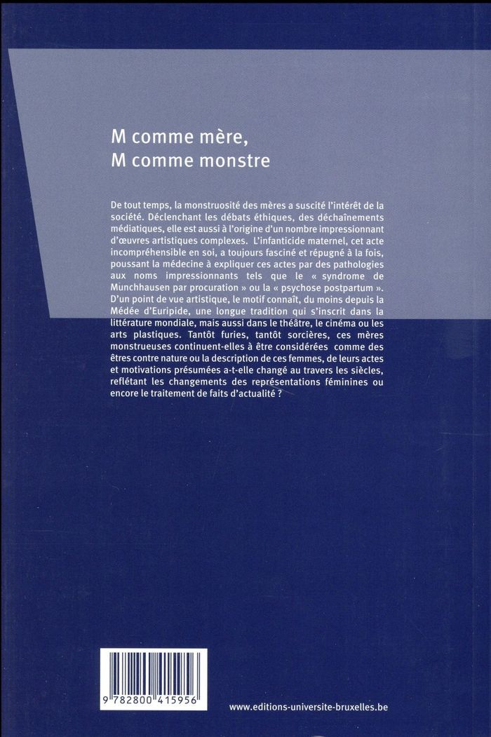 Quatrième de couverture de « M COMME MERE, M COMME MONSTRE »