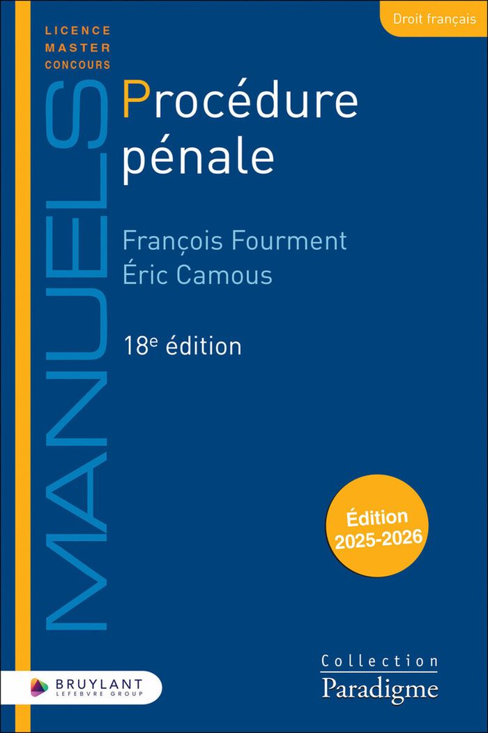Couverture du livre « Procédure pénale » de François Fourment, librairie Les Contes Infusés à Corte