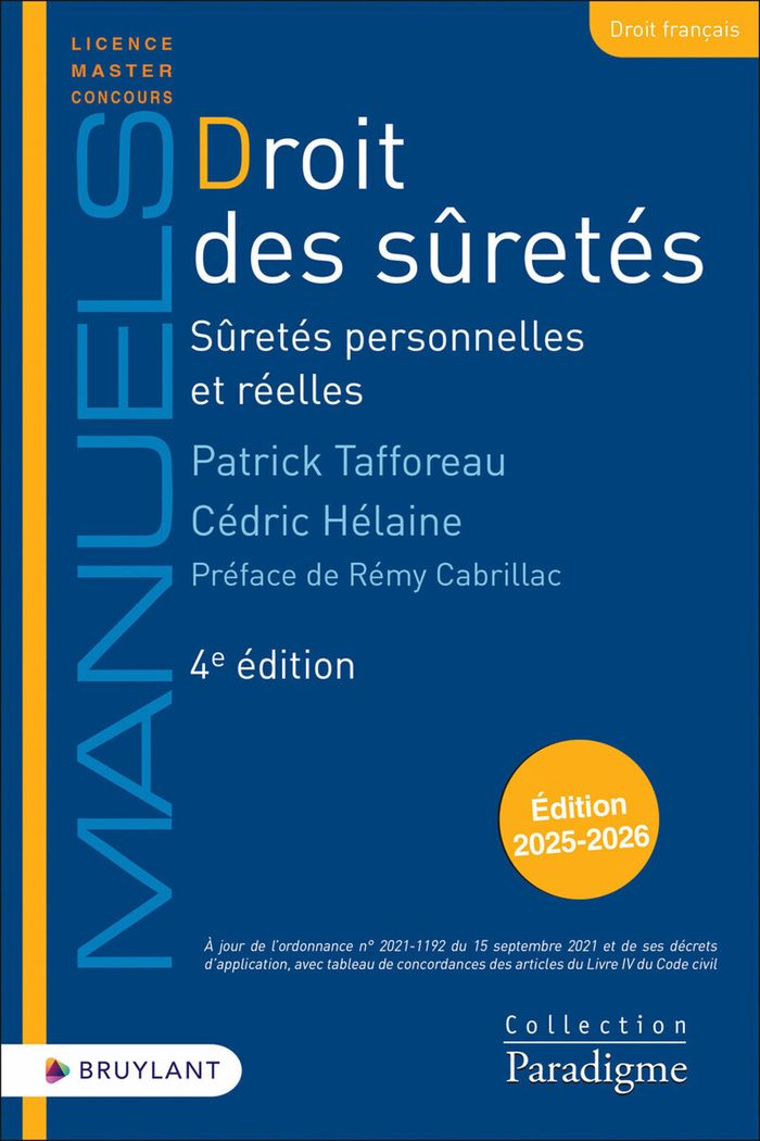 Couverture du livre « Droit des sûretés : sûretés personnelles et réelles » de Patrick Tafforeau, librairie Les Contes Infusés à Corte
