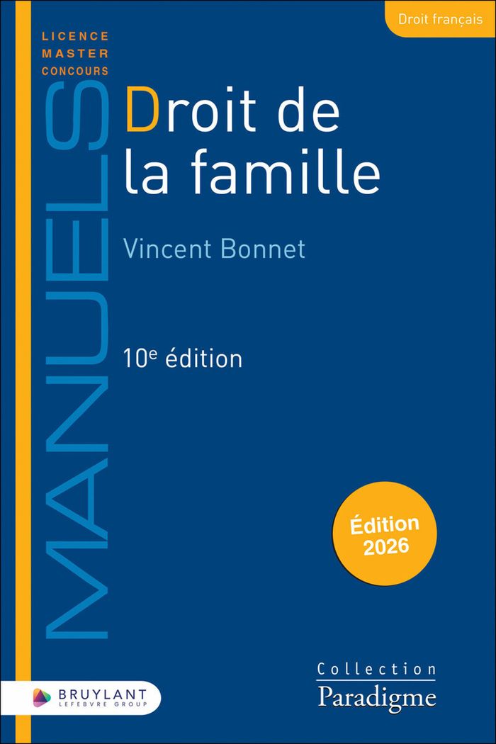 Couverture du livre « Droit de la famille » de Vincent Bonnet, librairie Les Contes Infusés à Corte