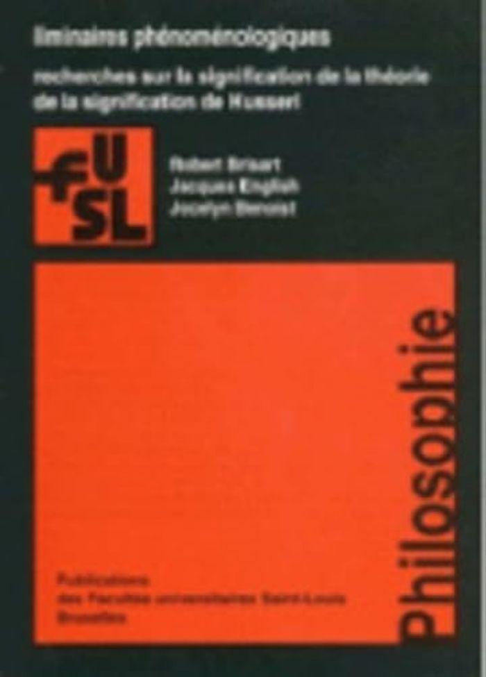 Couverture du livre « LIMINAIRES PHENOMENOLOGIQUES : RECHERCHES SUR LE DEVELOPPEMENT DE LA THEORIE DE LA SIGNIFICATION DE » de Collectif, librairie Les Contes Infusés à Corte