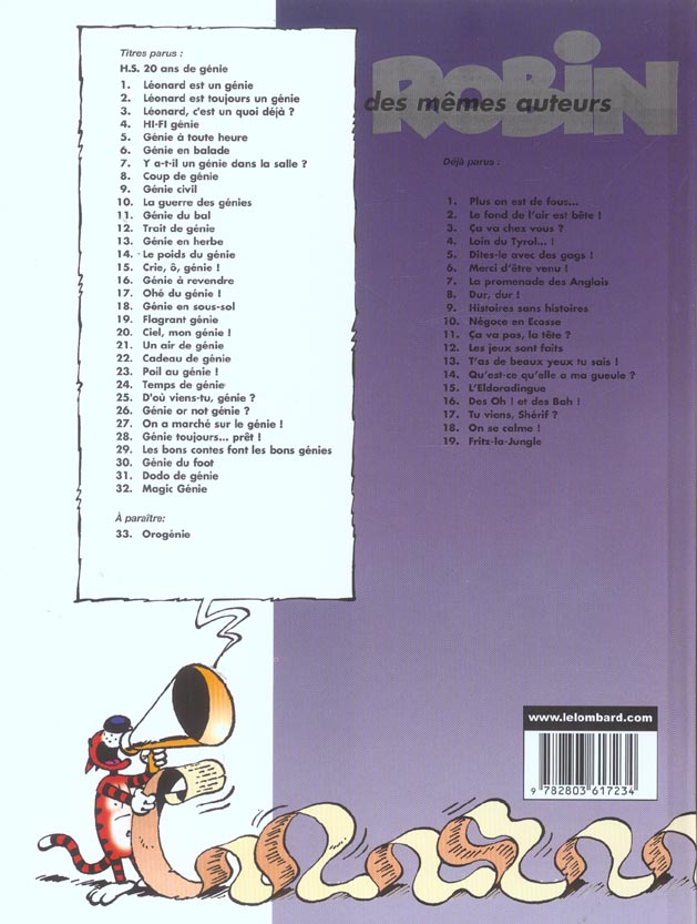 Quatrième de couverture de « LEONARD - TOME 25 - D'OU VIENS-TU, GENIE ? »