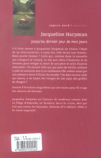 Quatrième de couverture de « JUSQU'AU DERNIER JOUR DE MES JOURS »
