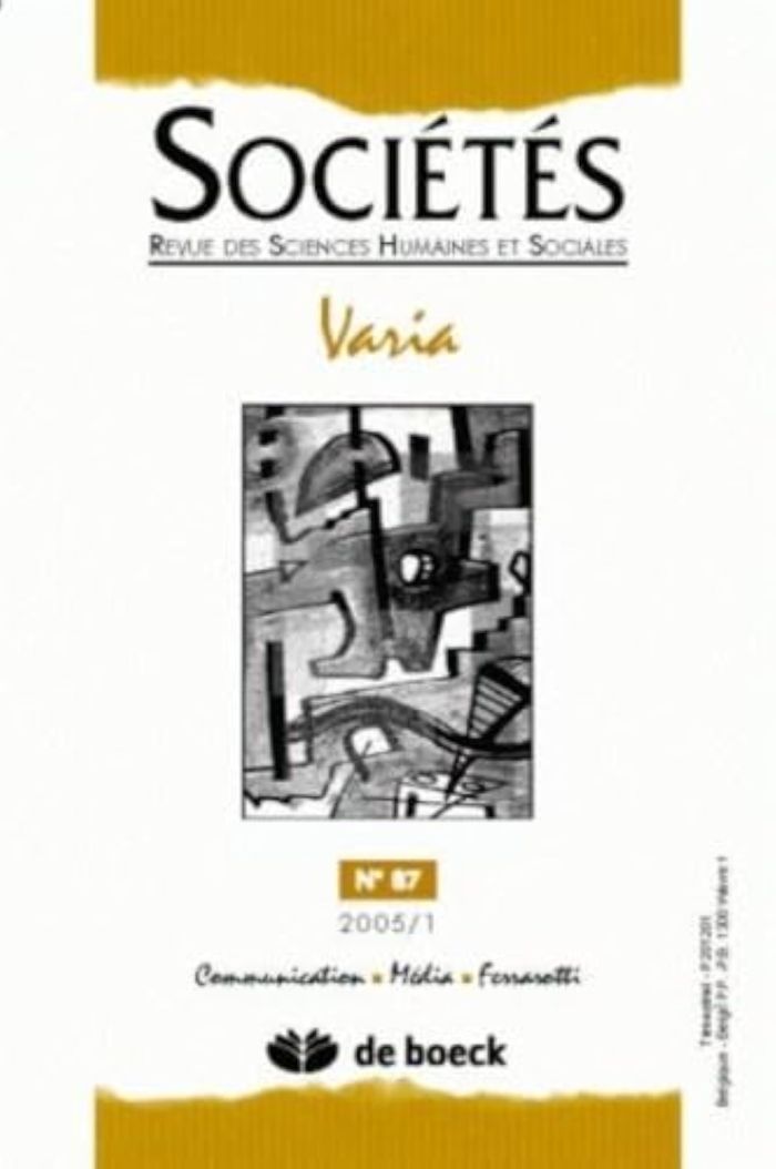 Couverture du livre « SOCIETES 2005/1 N.87 VARIA » de Xxx, librairie Les Contes Infusés à Corte