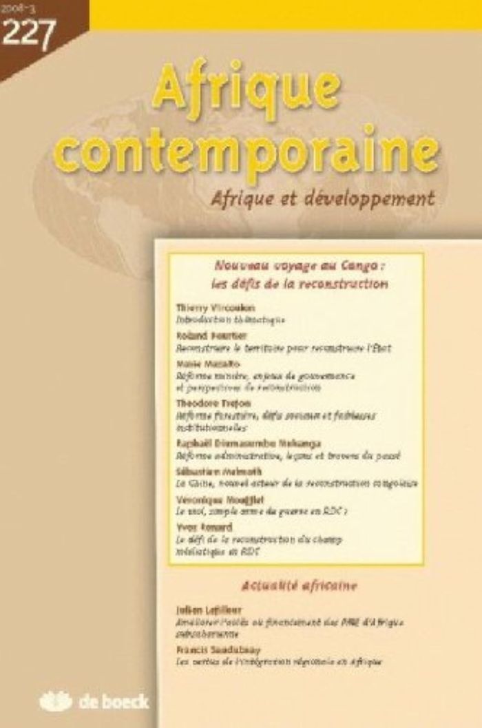 Couverture du livre « AFRIQUE CONTEMPORAINE 2008/3 N.227 » de Xxx, librairie Les Contes Infusés à Corte