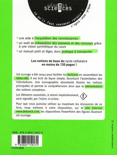 Quatrième de couverture de « LE CYCLE CELLULAIRE »