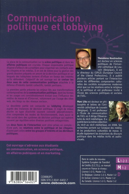 Quatrième de couverture de « COMMUNICATION POLITIQUE ET LOBBYING »