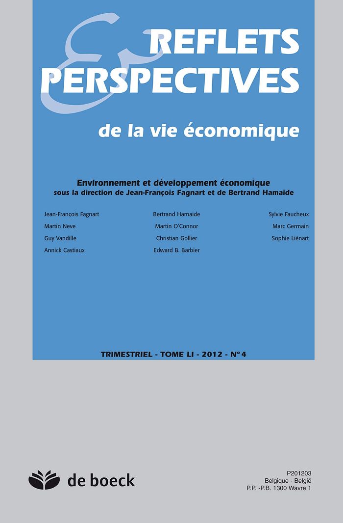 Couverture du livre « REFLETS ET PERSPECTIVES DE LA VIE ECONOMIQUE 2012/4 » de Xxx, librairie Les Contes Infusés à Corte