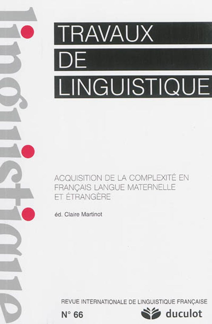 Couverture du livre « TRAVAUX DE LINGUISTIQUE 2013/1 N.66 » de Xxx, librairie Les Contes Infusés à Corte