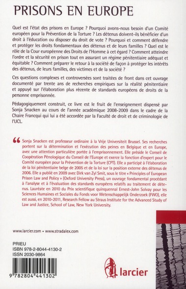 Quatrième de couverture de « PRISONS EN EUROPE »