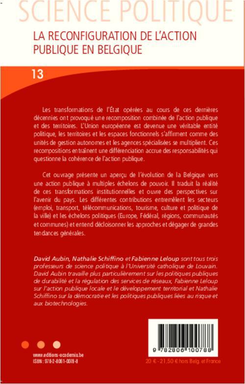 Quatrième de couverture de « LA RECONFIGURATION DE L'ACTION PUBLIQUE EN BELGIQUE »