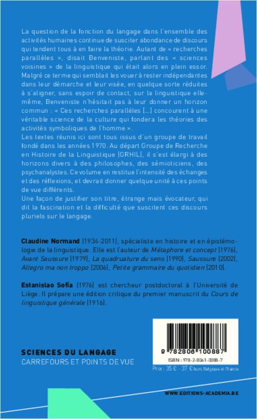 Quatrième de couverture de « ESPACES THEORIQUES DU LANGAGE - DES PARALLELES FLOUES »