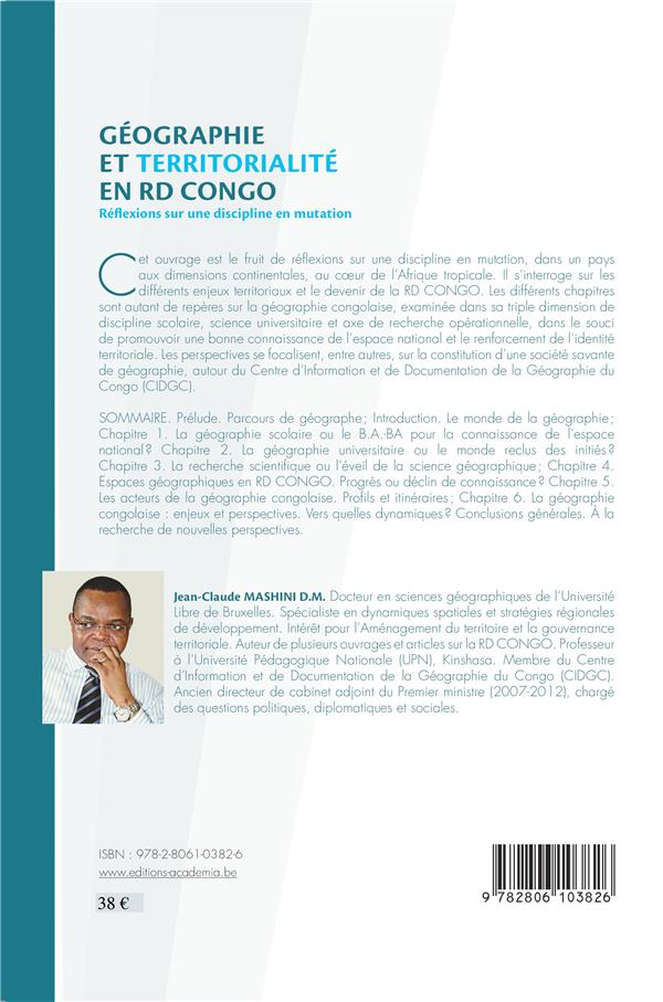 Quatrième de couverture de « GEOGRAPHIE ET TERRITORIALITE EN RD CONGO. - REFLEXIONS SUR UNE DISCIPLINE EN MUTATION »