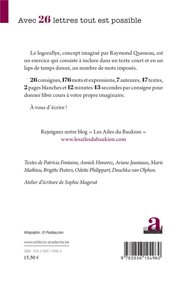 Quatrième de couverture de « AVEC 26 LETTRES TOUT EST POSSIBLE - CARNET DE LOGORALLYE »