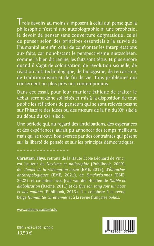 Quatrième de couverture de « Au prisme des débats philosophiques : sept grandes controverses pour comprendre les temps présents »