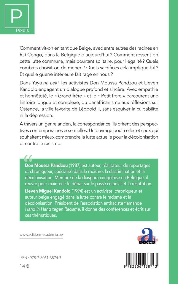 Quatrième de couverture de « Yaya na leki : questions dans la communauté congolaise »