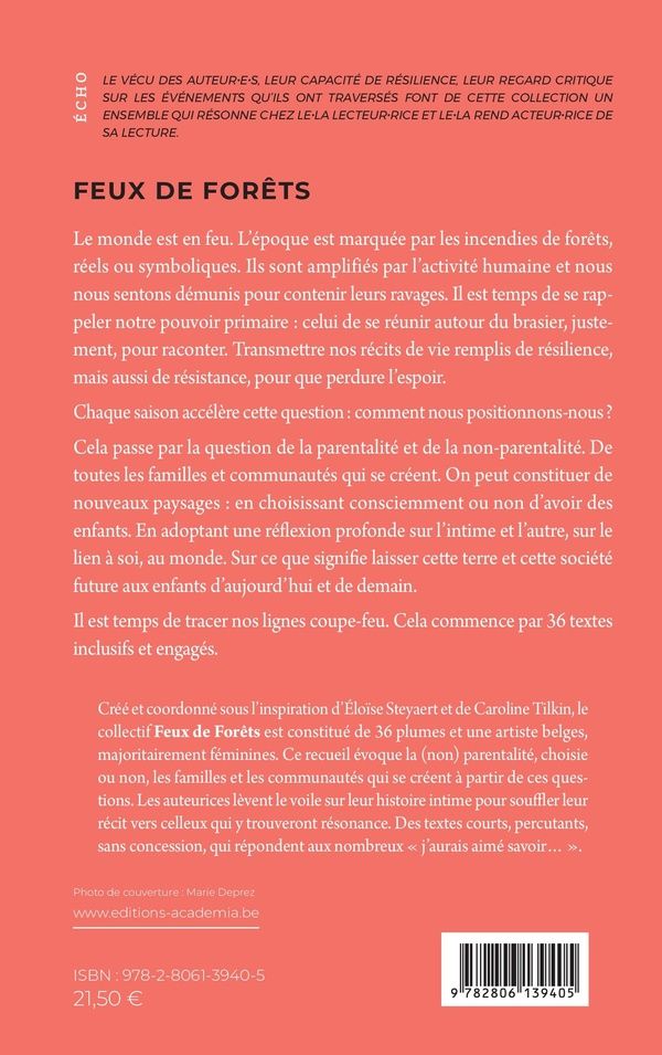Quatrième de couverture de « Feux de forêts : 36 voix racontent »