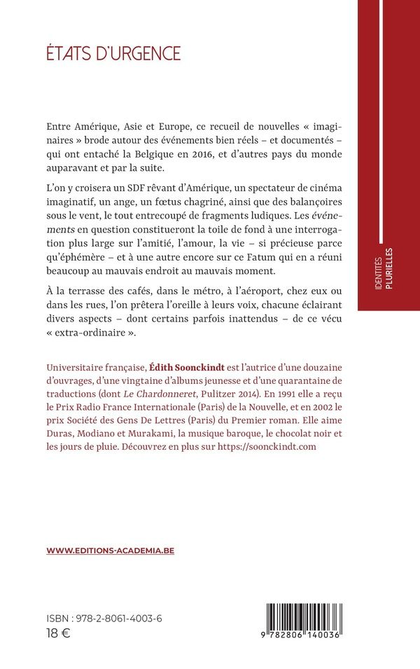 Quatrième de couverture de « États d'urgence »