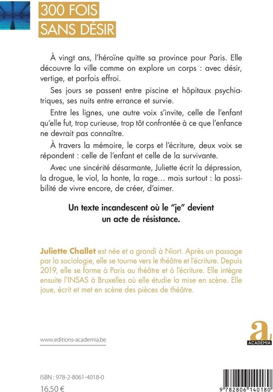 Quatrième de couverture de « 300 fois sans désir »