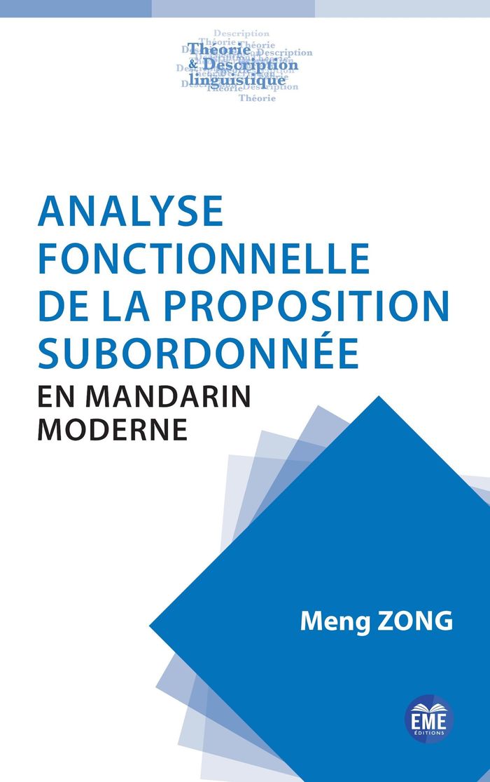 Couverture du livre « Analyse fonctionnelle de la proposition subordonnée en mandarin moderne » de Meng Zong, librairie Les Contes Infusés à Corte