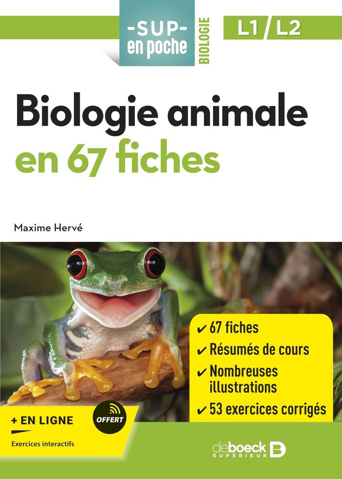 Couverture du livre « Biologie animale en 67 fiches » de Maxime Hervé, librairie Les Contes Infusés à Corte