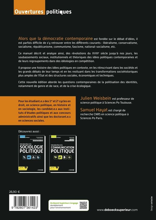 Quatrième de couverture de « Introduction à la sociohistoire des idées politiques »